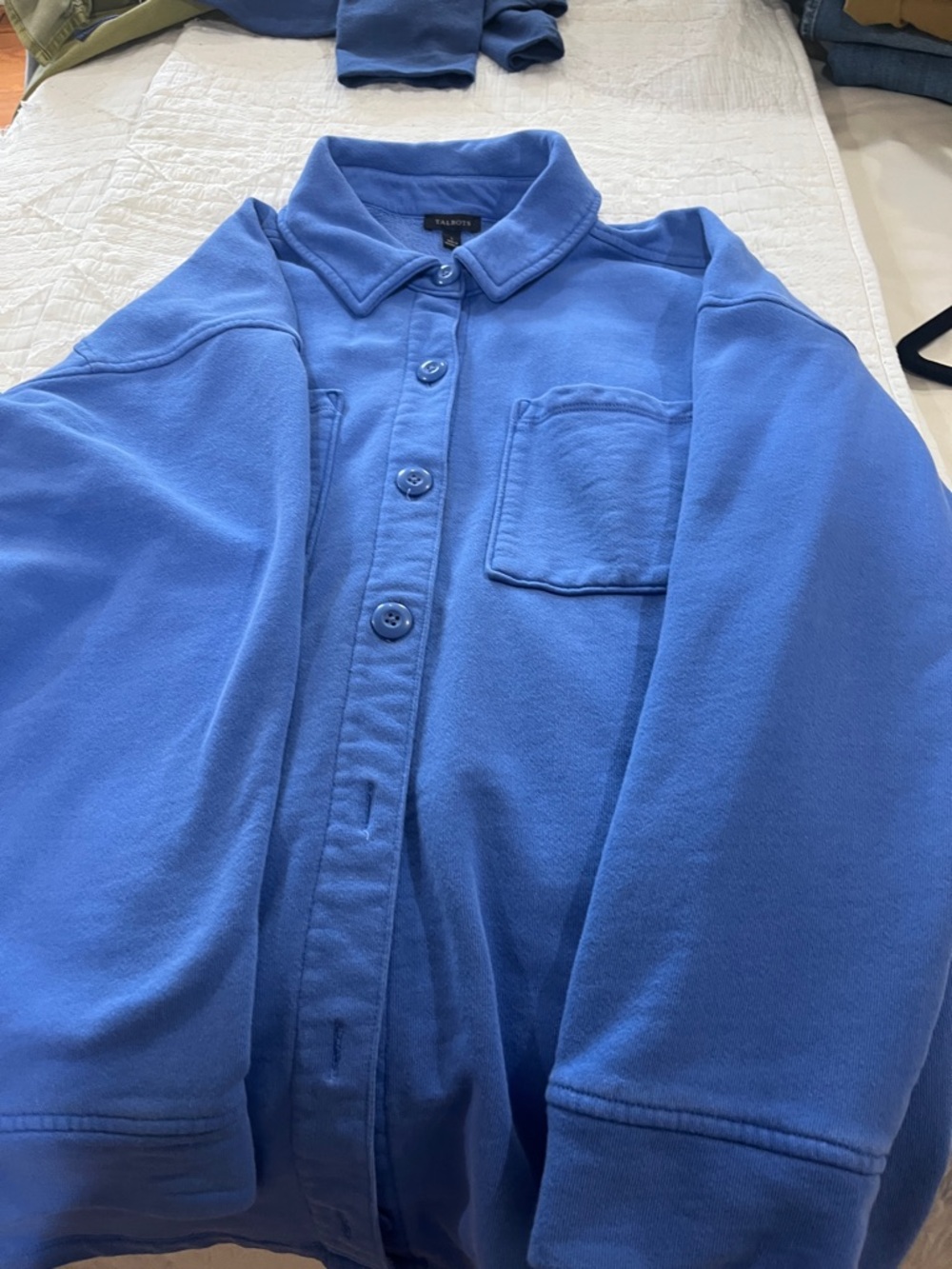 Talbots Royal Blue Button-Front Collared Jacket - Picture 2 of 4